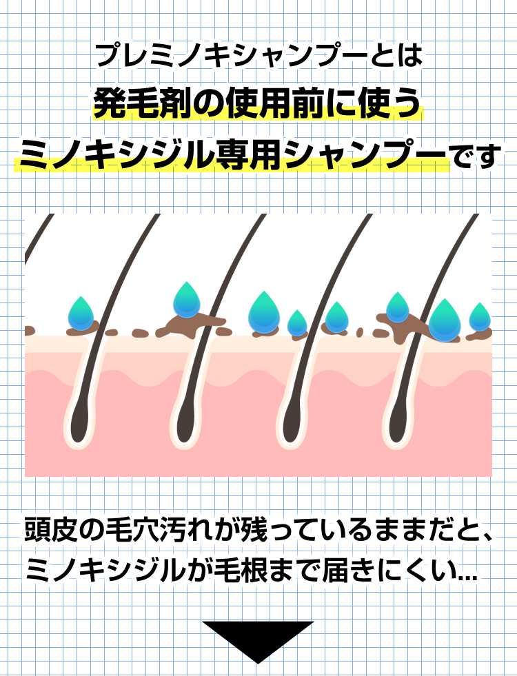 プレミノキシャンプーとは発毛剤の使用前に使うミノキシジル専用シャンプーです